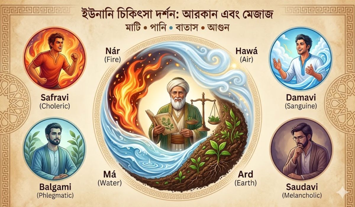 ইউনানি চিকিৎসার আরকান: চার মূল উপাদানের রহস্য ও স্বাস্থ্যের ভিত্তি 1 ইউনানি চিকিৎসার আরকান