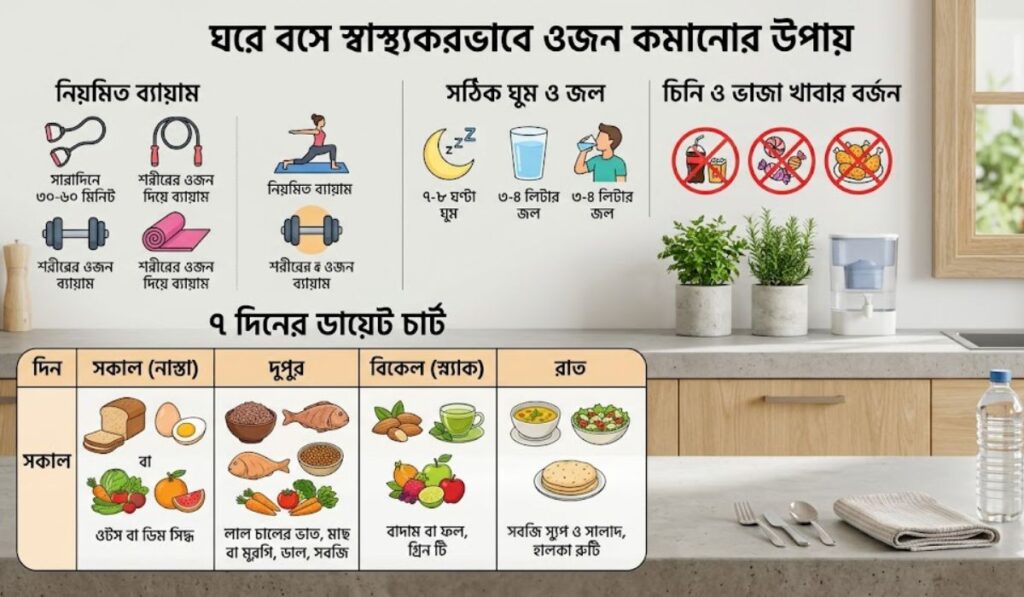 ঘরে বসে স্বাস্থ্যকরভাবে দ্রুত ওজন কমানোর উপায় ও ডায়েট চার্ট 1 ওজন কমানোর উপায়