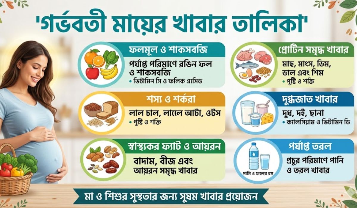 গর্ভবতী মায়ের খাবার তালিকা