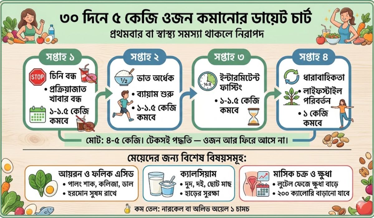 ঘরে বসে স্বাস্থ্যকরভাবে দ্রুত ওজন কমানোর উপায় ও ডায়েট চার্ট 5 ৩০ দিনে ৫ কেজি ওজন কমানোর ডায়েট চার্ট