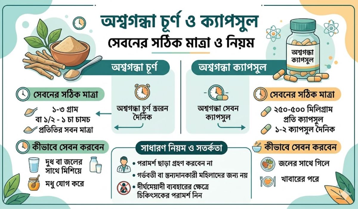 অশ্বগন্ধা খাওয়ার নিয়ম: সঠিক মাত্রা, সময় ও পদ্ধতি