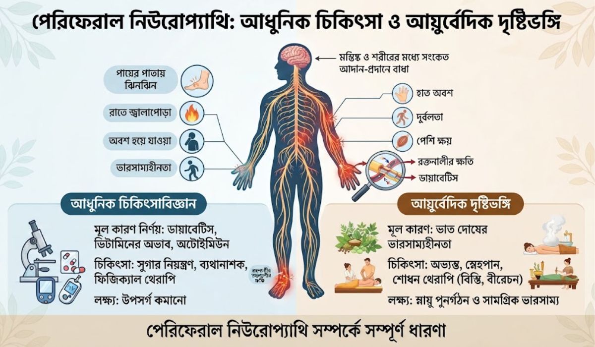 পেরিফেরাল নিউরোপ্যাথি: হাত-পায়ে জ্বালাপোড়া বা অবশ ভাবের লক্ষণ, কারণ ও চিকিৎসা